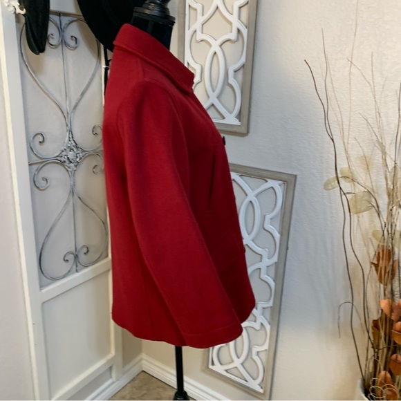 J Crew wool and cashmere jewel red coat jacket, double breasted 8 button front - Picture 5 of 13